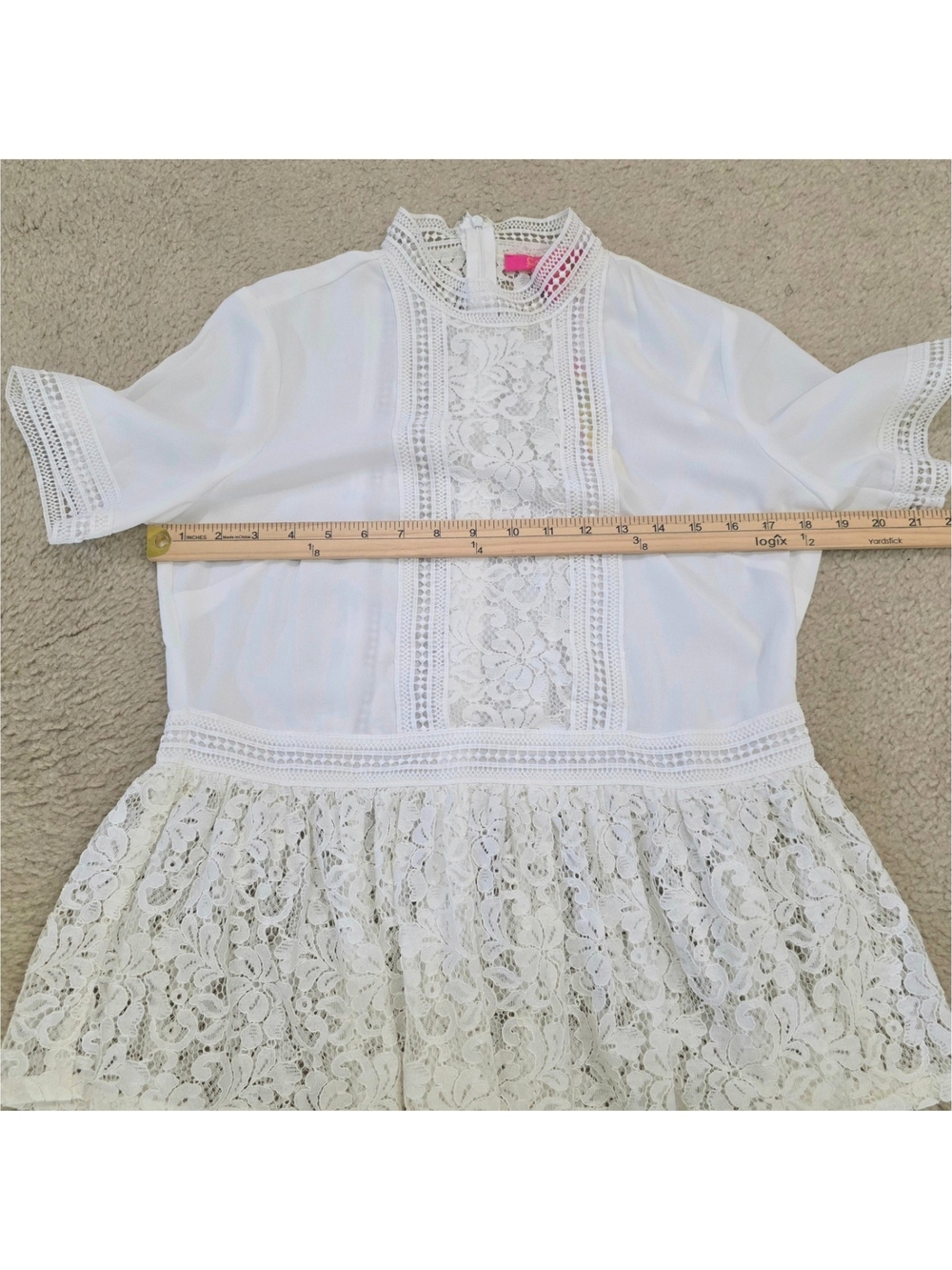 Catherine Malandrino Off White Lace Peplum Mock Neck Blouse Top NWT Size S - Picture 10 of 13